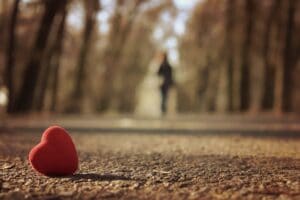 Sorrow. Broken heart. Close up heart. Love never ends. Trees of love
